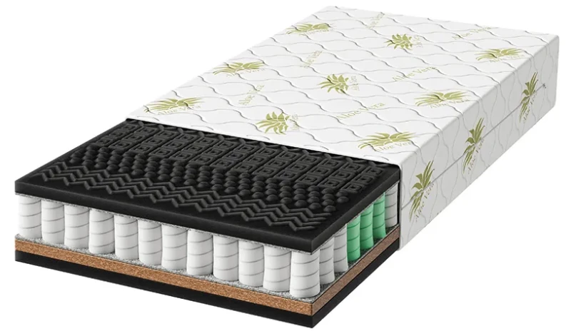 Materac masujący Aloe Vera Hyperelastic Black 22 cm luksus